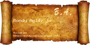 Bondy Aglája névjegykártya